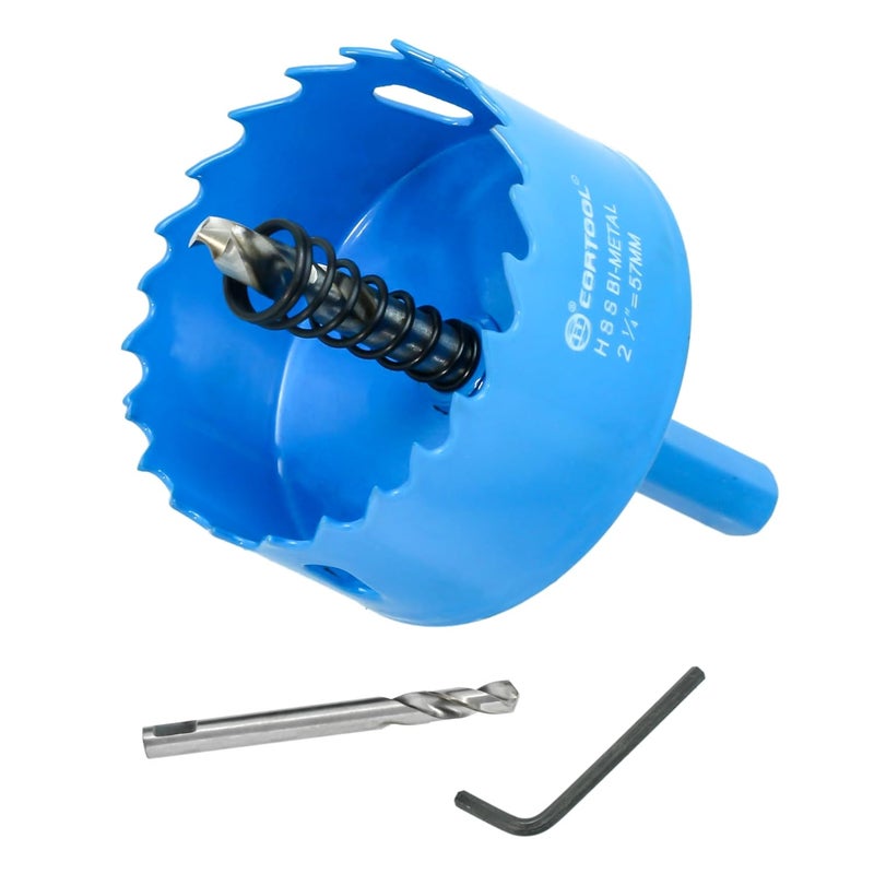 Cortool 2-1/4 Inch Hole Saw with Arbor for Metal and Wood Cutting, Bi-Metal Hole Cutter, 2-1/4" Hole Saw Kit for Drywall, Wood, PVC Boards, Fiberglass and Vent Pipes - Image 1